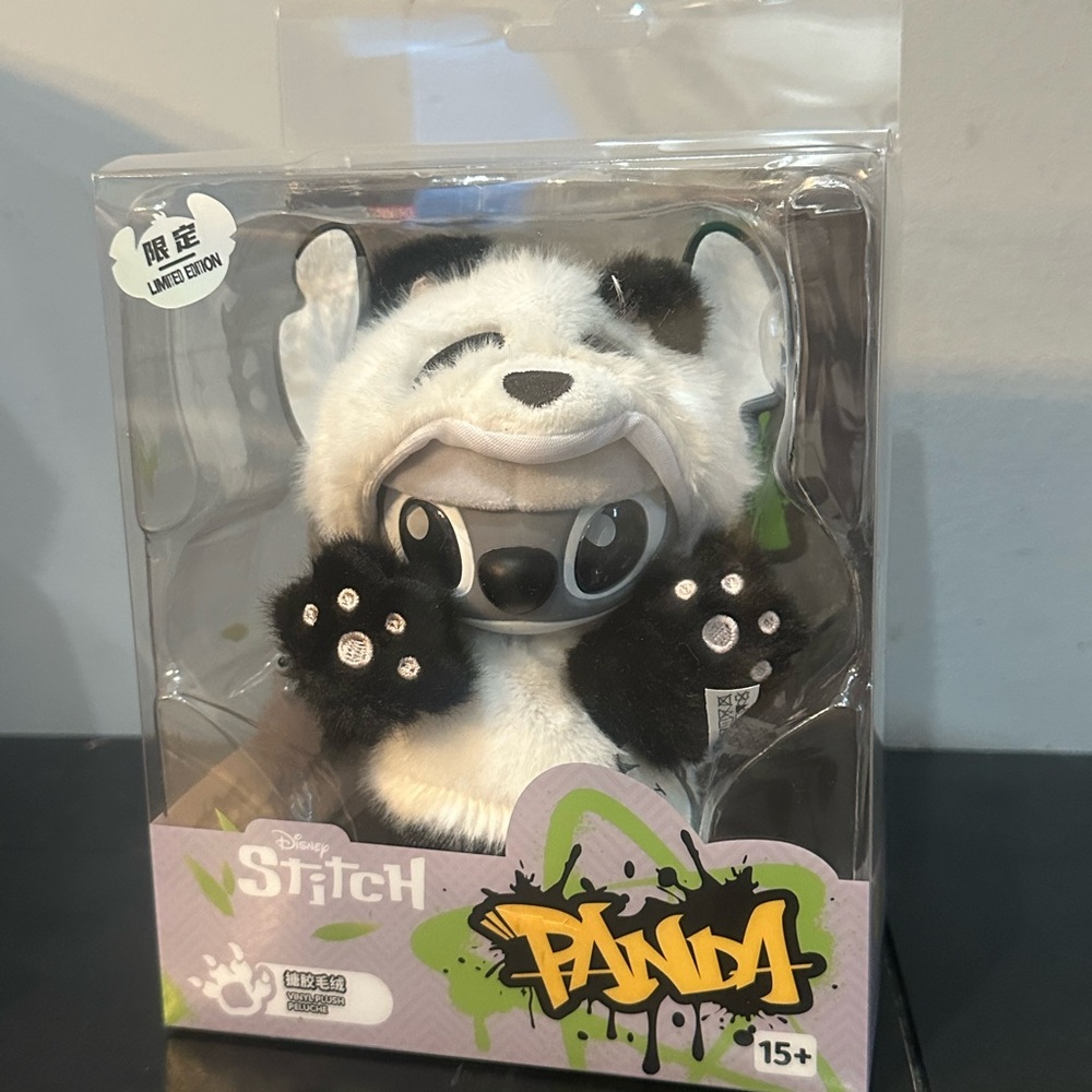 Disney Stitch Panda Stuffed Animal - Black and White